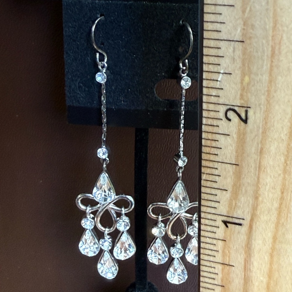 Dramatic Silver Crystal Drop Earrings - image 4